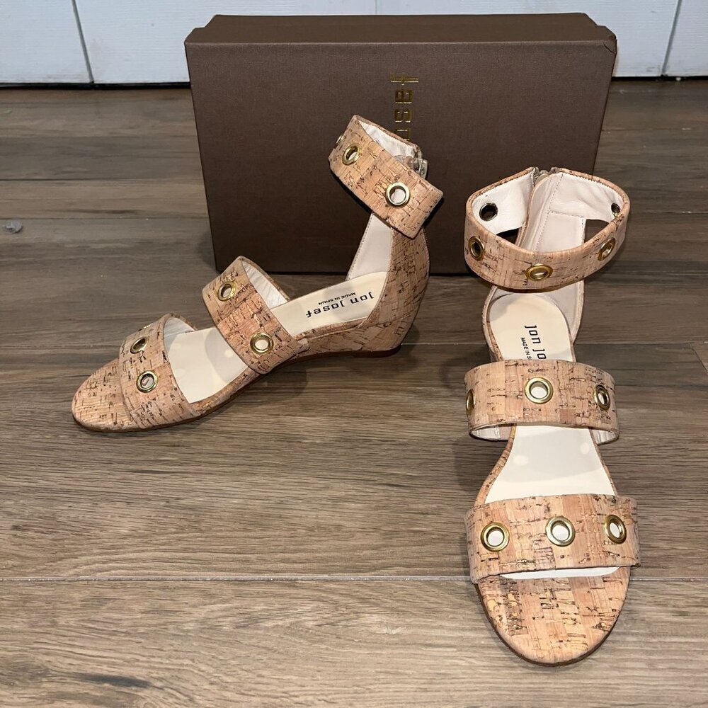 NWT ANTHROPOLOGIE Jon Josef Right Natural Cork Wedge Sandals  7.5